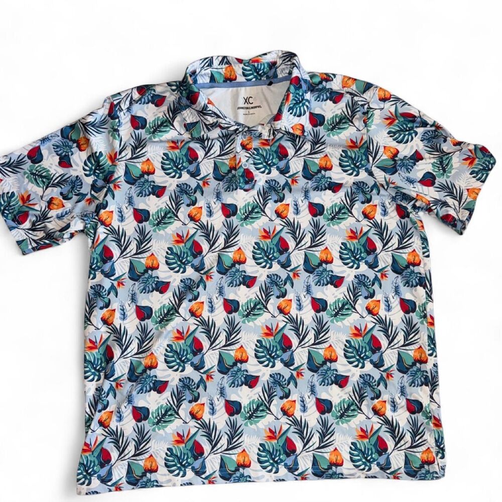 Johnston & Murphy XC4 Tropical print Polo Shirt men’s size Large